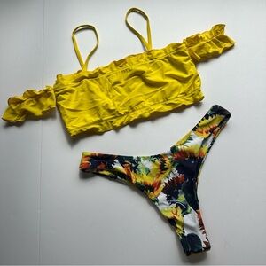Zaful Off-Shoulder Sunflower Bikini Set